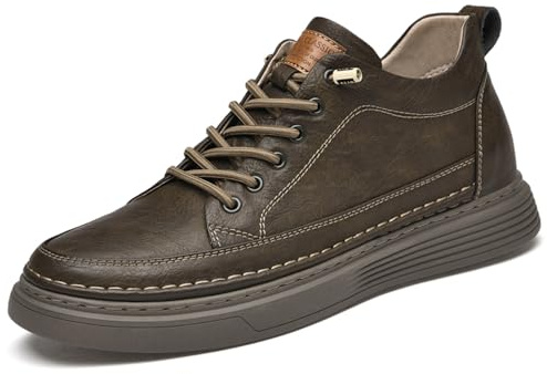 Asifn Hombres Zapatos Casuales Altura Invisible Zapatos Deportivos De Cuero con Cordones Moda Transpirable Cómodo y Ligero