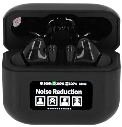 Auriculares Bluetooth, Auriculares Intrauditivos con Cancelación de Ruido y Estuche de Carga con Pantalla Táctil, Auriculares Estéreo HiFi para Hacer Ejercicio y Correr (Black)