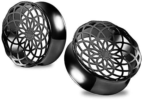 Vankula öra flesh tunnel dubbel utsvängd plugg ihålig rostfritt stål för sträckt expander öronpiercing 14 mm (9/16 tum), Metall
