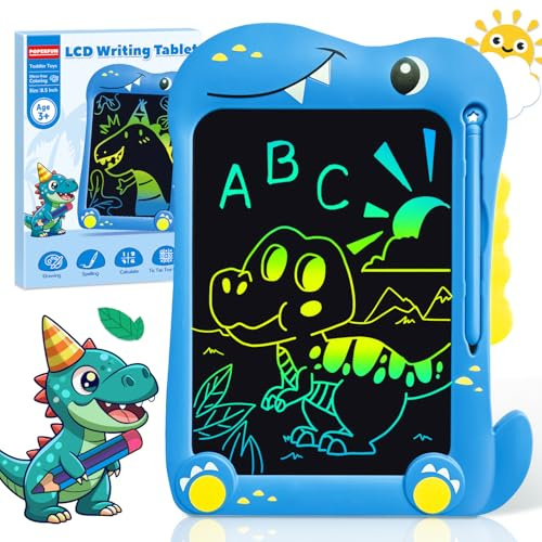 POPERFUN LCD Schreibtafel Kinder, Dinosaurier Spielzeug ab 3 4 5 6 7 8 Jahre alt Junge Mädchen, 8.5 Zoll Maltafel Zaubertafel Pädagogisches für Kinder Kinderspiele, Geburtstagsgeschenke, Weihnachten