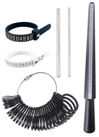 Herramienta de medición del tamaño de anillo, medidor de anillos y medidor de anillos, 6x Medida de dedo para el tamaño del anillo, Herramienta de medición de joyería, herramienta de medición del tama