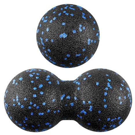 Lotsdonxia 2 palline per massaggio muscolare, massaggio muscolare in schiuma, massaggio profondo dei tessuti per massaggiare i muscoli dopo gli allenamenti in palestra (nero, blu)