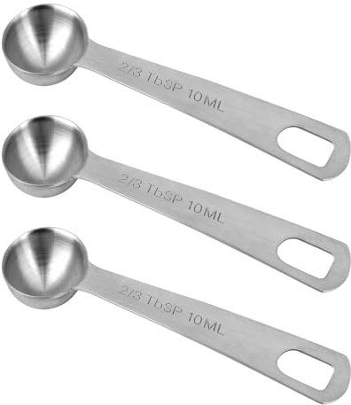 Gosknor 3pz Cucchiaio Dosatori, Cucchiaini da Tè in Acciaio Inossidabile da 2/3 Cucchiai Tavola 10 ML | 10 CC Metallo Manico Corto per Cucinare e Cuocere al Forno Ingredienti Zuppe e Tè