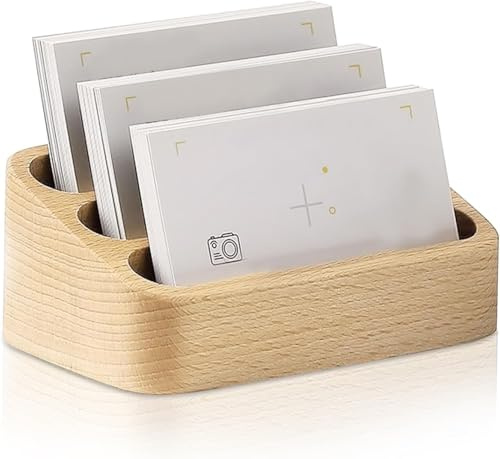 CYSFETENA 3 Slot Visitenkartenständer, Visitenkartenhalter Holz, Visitenkartenhalter aus Holz, Buche Visitenkartenhalter für Büro, Salon, Messe und Empfang