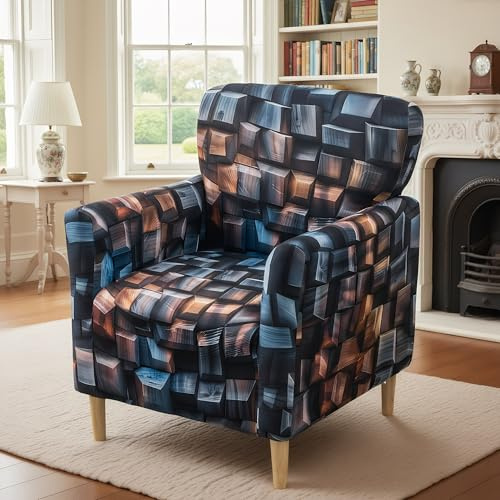 LiveGo Stretch Banquet Armchair Slipcover, Knit Chair Covers with Arms, Non-Slip Waterproof Chair Slipcover for Living Room, Office, Reception, and Pet-Friendly Furniture Protector (Color P)
