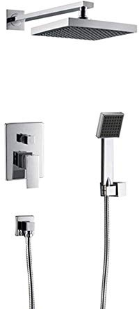 LIUWOPA Ensemble de Douche encastré, pommeau de Douche carré Effet Pluie avec mitigeur 2 Voies, Douche encastrée Moderne en cuivre pour Salle de Bain, B