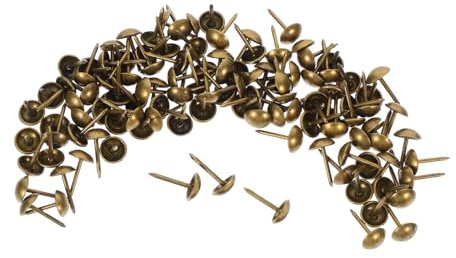 HOMSFOU 100 Stück Vintage Polsternägel Möbelnägel mit Großem Kopf Dekorative Flache Metallnägel für Sofa Tür und Möbel Einfache Antike Messingoptik
