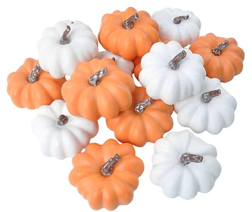 Genérico Calabazas Artificiales | Calabazas Artificiales Pequeñas Decoración Otoñal,16 Piezas Centro de Mesa Decoración Hogar Otoño Mesa Comedor Dormitorio Relleno Jarrón