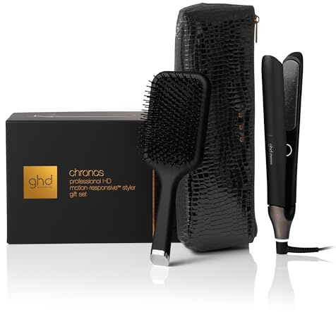 ghd Chronos Festliches Geschenkset - Haarglätter mit Paddelbürste & hitzebeständiger Tasche & Matte