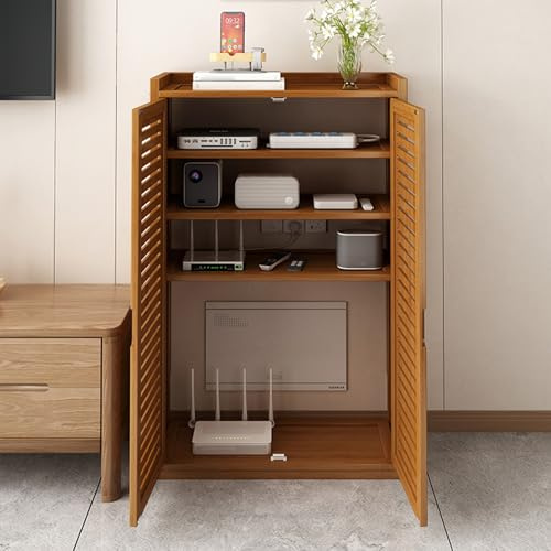 HDZNDH Caja De Almacenamiento Router WiFi, Armario Router Ocultar WiFi para Modem Y Decodificador, Caja De Suelo De Bambú con Ventilación Y Organizador De Cables para Oficina Y Hogar