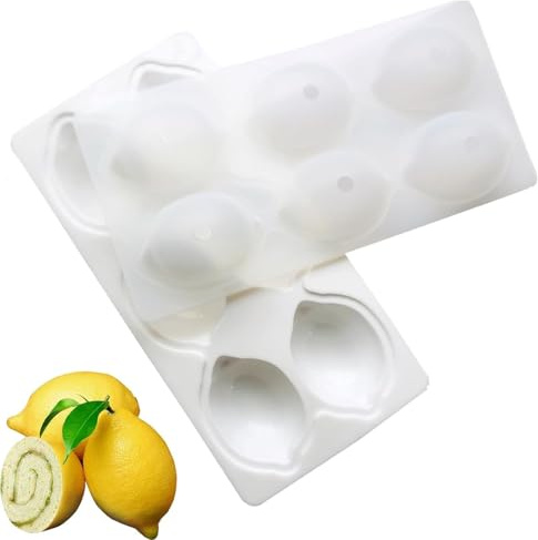 Moule Citron Silicone 3D,Moule à Pâtisserie En Forme De Citron Antiadhésif, Contient 6 Cavités, Moules En Forme De Fruits Pour Brownies,Desserts,Desserts（Blanc）