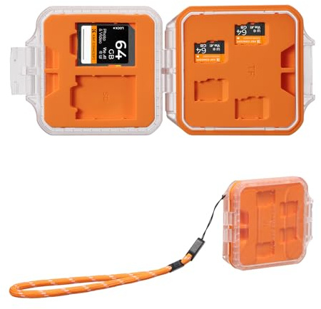 K&F CONCEPT Estuche para 12 Tarjetas de Memoria con Ranuras Extraíbles | Estuche transparente, impermeable y antigolpes para 8 Micro SD, 2 SD y 2 CFexpress Type A - PM06