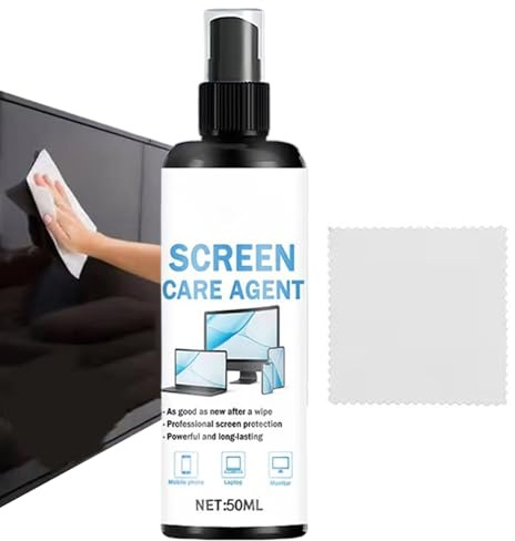 Spray Nettoyant Électronique,Spray De Nettoyage 50ml sans Traces,Liquide de Nettoyage avec Chiffon Microfibre | pour Télévision Smartphone Écrans d'Ordinateur Lunettes et Lentilles