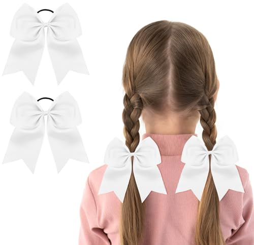 LOPHE Hårsnoddar för bebisflickor, 2 st hårband, elastiska hårband med hårband, hårband, hårband, skolhårtillbehör, tuggummi för att leka eller gå i skolan (vit)