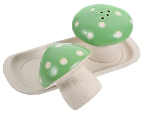 SHINEOFI Set 2 Pezzi Bottiglie di Spezie da Cucina in Ceramica a Forma di Fungo, Saliera e Pepiera Compatta per Uso Domestico e Ristoranti, Accessori Cucina Versatili per Barbecue