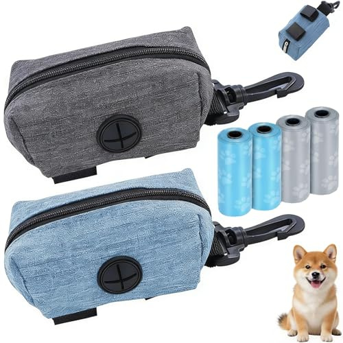 2 PCS Poo Bag Holder, Dog Poop Bag Holder, Poo Bag Dispenser | Poo Bag Holder for Dogs Lead, Dog Poop Bags Dispenser for Leashes, Portable Poop Bags Holders with Magic Tape for Walking