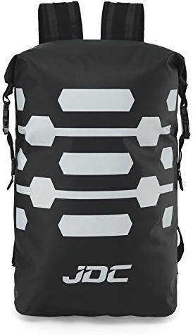 JDC Mochila Para Moto 100% Impermeable Bolsa Resistente Al Agua Pensativo 30 L - Negro - Reflector