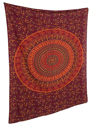 RAJRANG Camel Tapestry Wall Hanging 137 x 213 cm Bohemian Floral Beach Throw Hippie Indian Cloth Red Mandala Twin Tapestries for Bedroom Home Decor