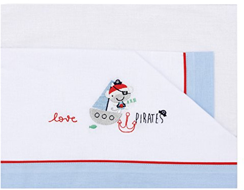 Pirulos 00213313 - Sábanas, diseño pirate, 40 x 80 cm, color blanco y azul