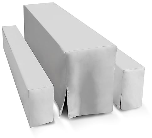 TEXMAXX® Hussen Bierzeltgarnitur 5-teilig - 70 cm x 220 cm Grau, 2 Bierbank Hussen mit Polster & Biertisch Husse für Bierzeltgarnitur