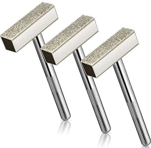 Mudder 3 Pieces Grinding Wheel Dresser Tool, 120 Grit | Diamond Wheel Stone Dresser with Flat Diamond Coated Surface for Bench Grinding Deburring Wheels, Silver