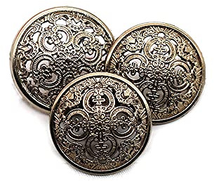 5 Stück Hohle Metallknöpfe Schwarz Silber Gold Runde Dekorative Knöpfe für Kleidungsnäharbeiten Accessoires