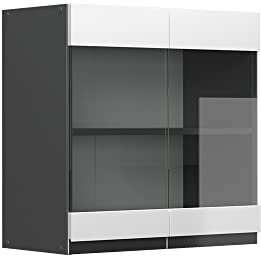 Vicco Küchenglasschrank R-Line, Weiß, 60 cm | 2 Türen · 1 Einlegeboden · Tiefe – 31 cm · ✓ Frei kombinierbar · ✓ Alles im Blick