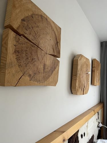 Rustikaler Wandschmuck aus massiver Eiche, Wanddekoration, hängende Holzrahmen, Holzmalereien (1, Eiche, 25x25x5 cm)