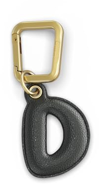 UNTAGS - Charm Buchstabe D - Material mit Ledereffekt - Inklusive Goldener Metallschnalle - Schwarz