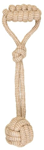 La Cordeline Giocattolo cane corda cotone canapa naturale da masterizzare giocattolo interattivo per cani cuccioli - lancia palla 41 cm, beige