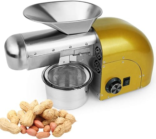 Qiang 1800W Pressa per Olio Caldo Freddo Automatic Oil Press Machine Estrattore di Olio Biologico in Acciaio Inossidabile Frantoio Olive Intelligente,per Domestico Commerciale,6-9 kg/H,Gold-220V