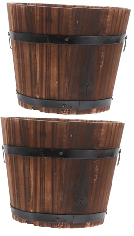Toddmomy 2stücke Multifunktionaler Holzeimer Für Sukkulenten Retro Blumentopf Massivem Karbonisiertem Für Garten Und Balkon