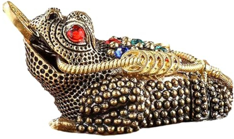 GARVALON Brass Golden Car Dashboard Decor Wealth Frogs Ornament Chinese Money Good Luck Statue Lucky Frog Statue Adornment Ornament Wealth Frogs Copper