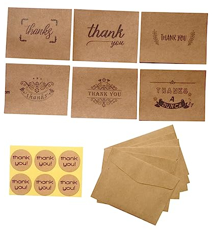STOBOK 6packungen Pack Dankeskarten Aus Kraftpapier Mit Grußkarten Umschlägen Und Aufklebern Mustervielfalt Für Diy-festivals Und Persönliche Botschaften