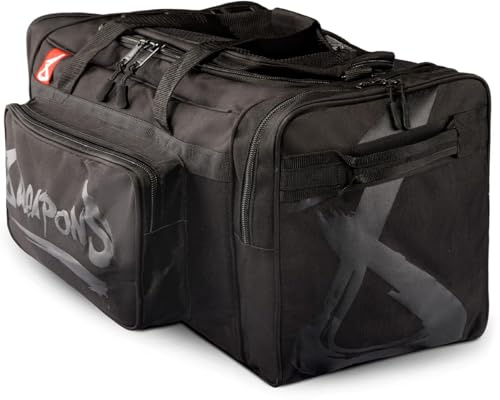 8 WEAPONS Sporttasche, Schwarz-matt, Hochwertige Kampfsport Trainingstasche, Mit Nassfach, Gym Bag Groß, Ideal für Muay Thai, Thaiboxen, Boxen, K1, Karate, Taekwondo, MMA und Kickboxen