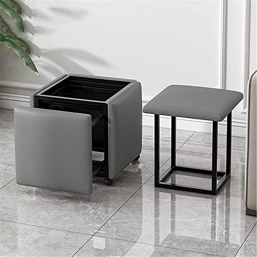 DOCOXA Multifunktionaler 5-in-1-Würfel-Sofa-Pouffe-Hocker, stapelbarer Fußhocker mit Rädern, klappbarer Fußhocker, kreativer Fußstützen-Sofa-Stuhl-Hocker