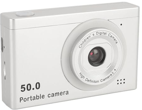 Digital Camera, HD CCD Microsingle Camera with 8X Zoom, Front Rear Dual Lens Compact Camera Vlog Selfie Camera for Boys Girls Kids. (Silver Gray)