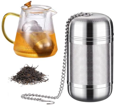 Colador de té para tetera, colador de té para termo, colador de té reutilizable de acero inoxidable, infusor de té de acero inoxidable, adecuado para colgar en teteras, tazas, termos
