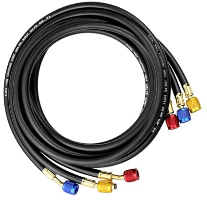 ROY HVAC - Juego de mangueras de carga de refrigerantes con válvulas, manguera de tensión para adaptadores de manguera R134A R410A R22 para reparación de aire acondicionado de coche