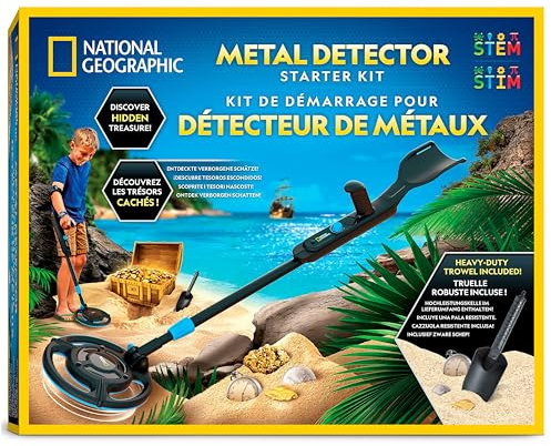 Blue Marble National Geographic Starter Metal Detector Kit – Kids Metal Detector with 18.8 cm Waterproof Coil & Trowel, Great for Gold Hunting & Beach Exploration