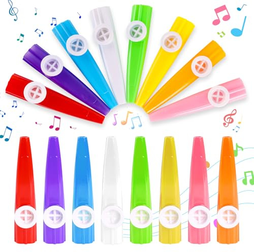 24 Pcs Kazoos Plastic Musical Kazoos Multipack for Children, Multi-Color Kazoo for Kids, Beginners and Cazoo Parties, Kazoo Instrument Includes 8 Colors For Gifts Prizes And Party Favors.