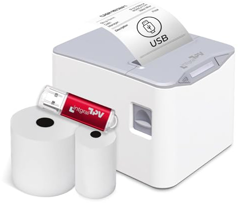 Thermodrucker für Dokumente, USB-Anschluss, RJ11, Rolle 80 mm, weiß und grau