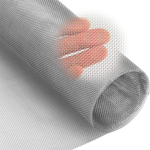 Wire Mesh Roll Filter Screen Sheets Stainless Steel Woven Wire 20 Mesh Fine Metal Rodent Proof Air Vent Mesh for Garden Insect 30cm x 120cm