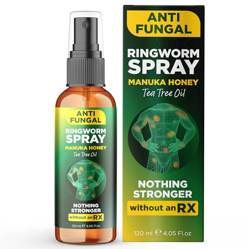 Ringworm Treatment for Humans Ringworm Spray | Antifungal Spray with Manuka Honey & Tea Tree Oil | Relieves Athlete’s Foot, Jock Itch, Itchy Skin, Foot & Body Odor, Tinea Versicolor | 4.05 fl oz