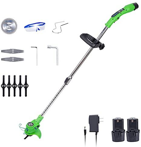 Tagliaerba Portatile Ricaricabile Teles Garden House, 12V Rotary, Attrezzi da potatura per diserbo da Giardino Leggeri, 2 batterie