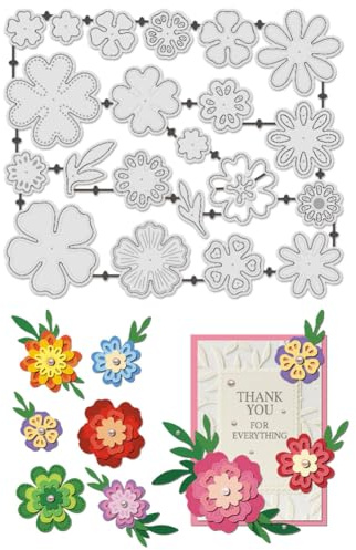 UNICRAFTALE 22 Stück Blumen Stanzschablonen Florale Prägevorlage Aus Kohlenstoffstahl Randhintergrund Metallstanzung Für Die Kartenherstellung DIY Scrapbooking