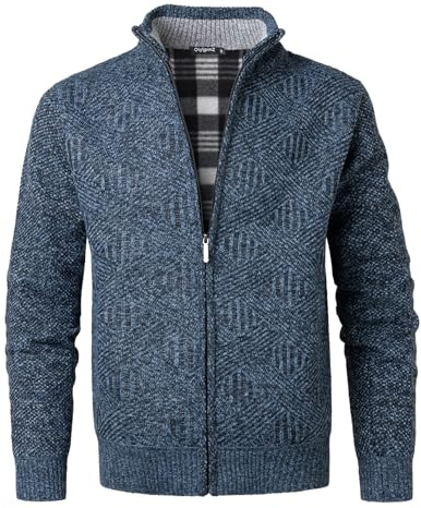 OlyljpinZ Uomo Cardigan Invernale Maglione Lavorato a Maglia con Cerniera Classico Autunno Calda Giacca Casual Stand Colletto Cappotto Manica Lunga Felpa Foderato in Pile Pullover all'Aperto