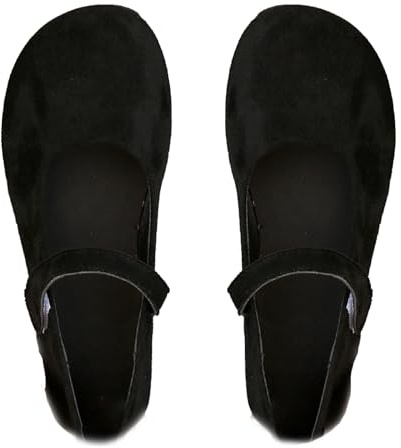 Ballerine ortopediche Mary Jane da donna, punta arrotondata, in pelle scamosciata, comode, casual, vintage, con stampa leopardata, Nero , 40 EU