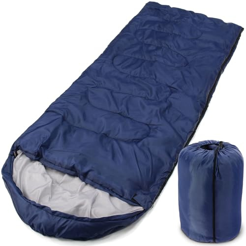 Lightweight 3-Season Sleeping Bag for Adults Warm, Compact & Durable (210 x 70 cm) – Comfortable Rectangular Design, Easy to Carry, Ideal for Camping, Hiking & Festivals