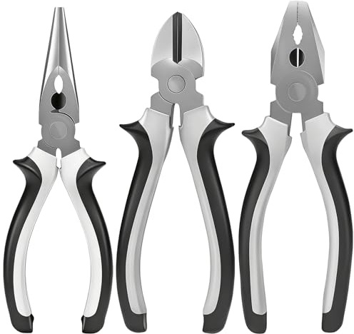 3 Pcs Plier Sets, Heavy-duty Pliers Set, Professional Electrical Pliers Tool Set, Long Nose & Diagonal Cutting & Side Electrical Cutters Snips, DIY Tools, Grips Tools, combination Plier for DIY Repair